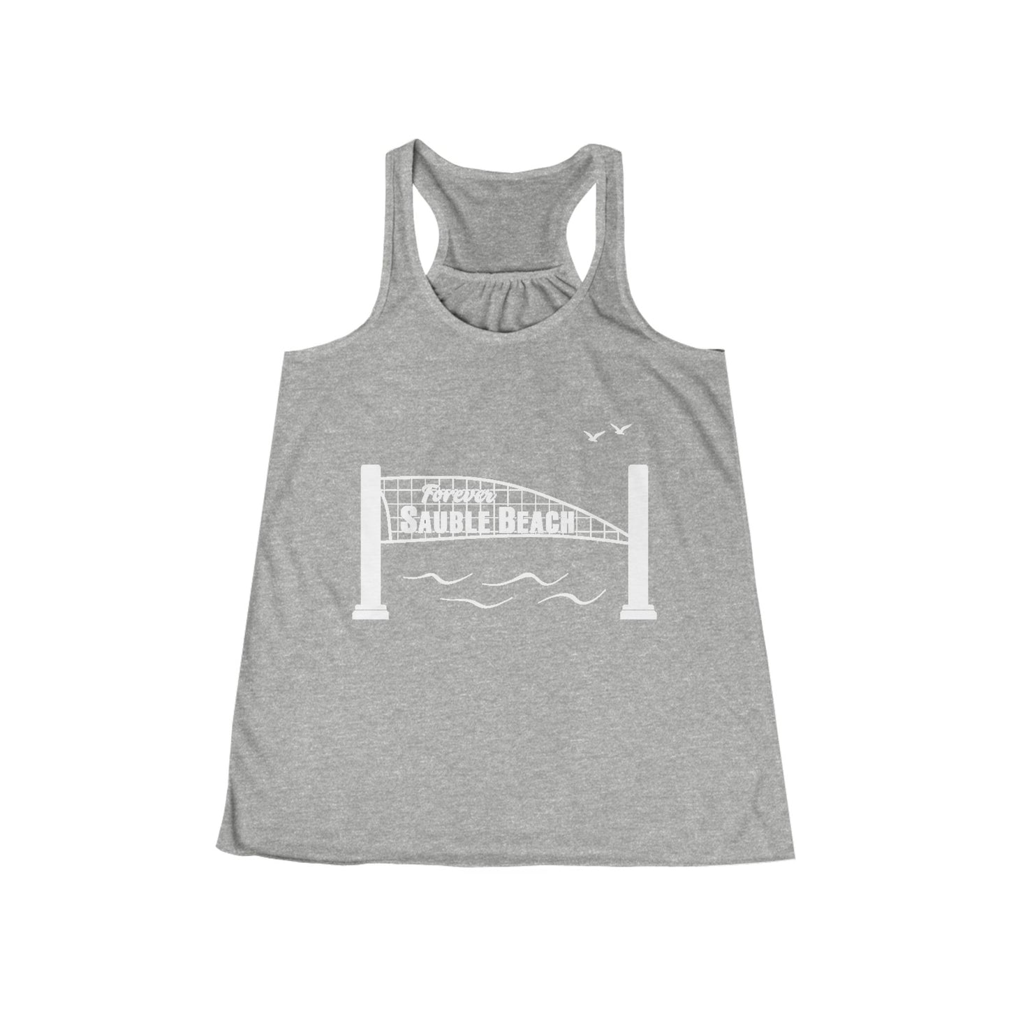 ForeverSauble Women's Flowy Racerback Tank with Bridge Design, Summer Top, Gift for Her, Beachwear, Vacation Outfit