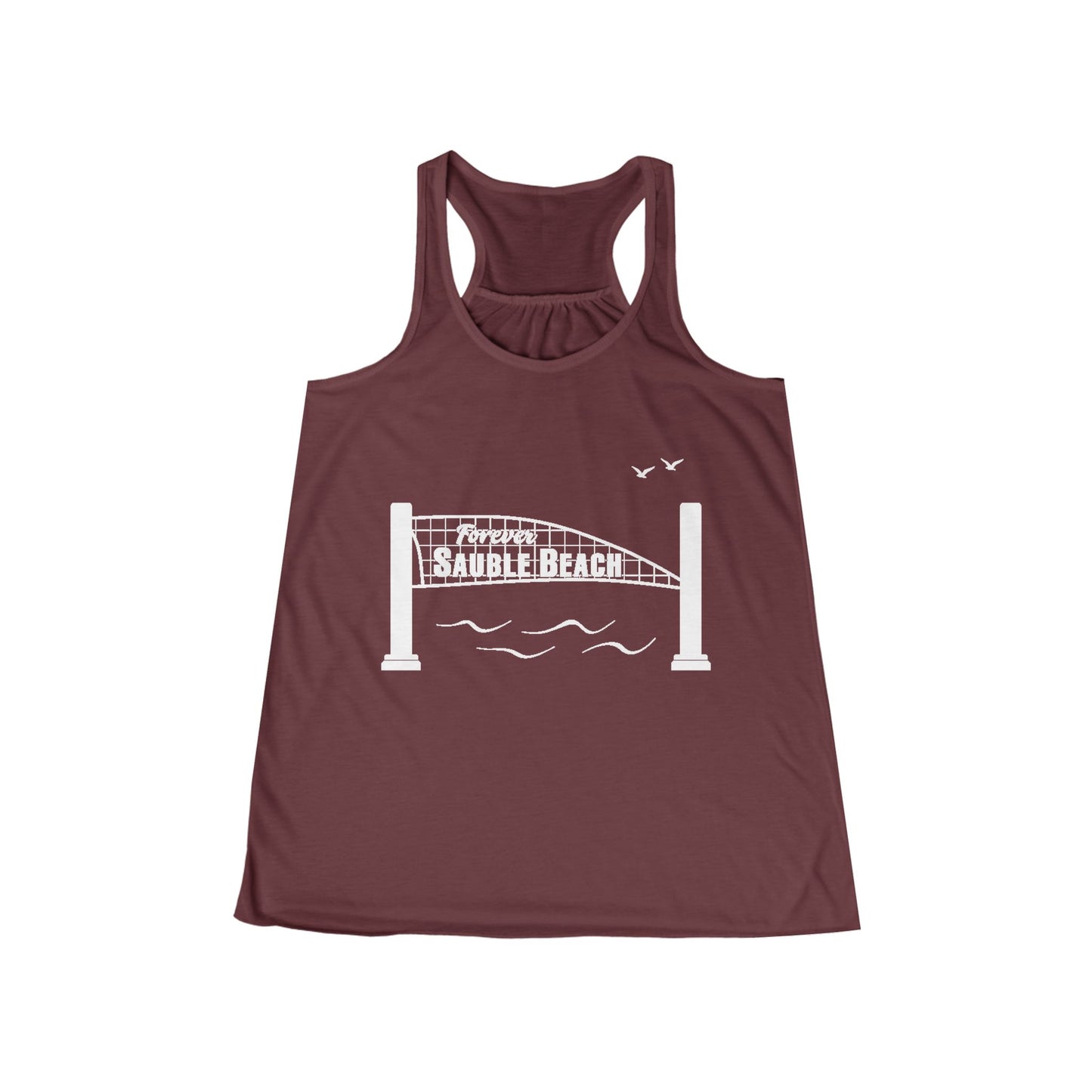 ForeverSauble Women's Flowy Racerback Tank with Bridge Design, Summer Top, Gift for Her, Beachwear, Vacation Outfit